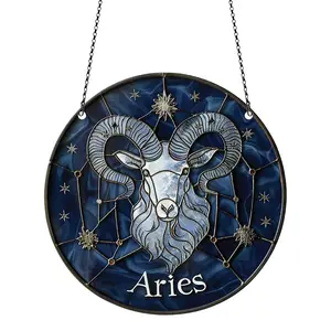 Azaad Apparel Aries Ornament Acrylic Window Hanging; Gift For Zodiac Lovers, Home Wall Room Hanging Decor, Christmas Decorations