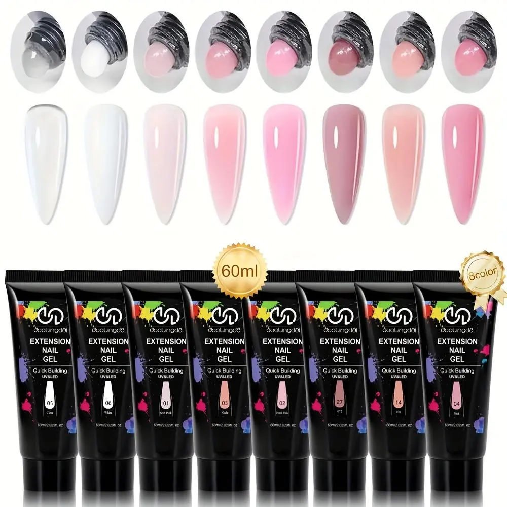 duolingdai 60g Transparent Nail Extension Gel, Crystal Clear Balm for Home & Salon Use, Multi-Functional for Natural Nails & Artistic Designs