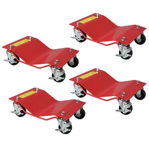 4PCS Car Dolly, Heavy Duty Wheel Dolly Set with Locking 360° Casters for Moving Cars, Trucks, Trailers, Motorcycles, and Boats, Set of 6000LBS,Red