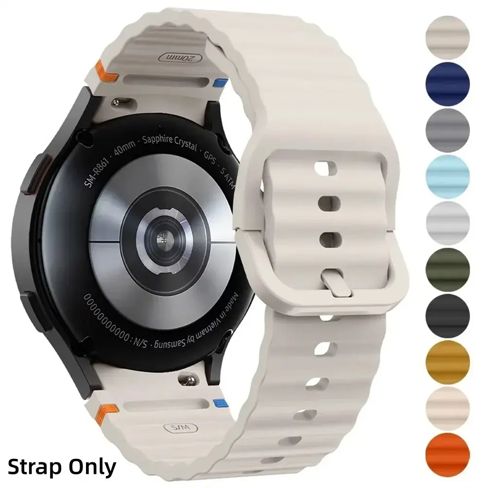 Silicone Watch Strap for Samsung Galaxy Watch 7 6 5 4 FE 40mm 44mm/6 Classic 43mm/4 Classic 42mm/5 Pro 45mm One-Button wristband with arc interface Seamless Stitching Men & Women Replacement Band, Smart Watch Accessories, Smartwatch Accessories