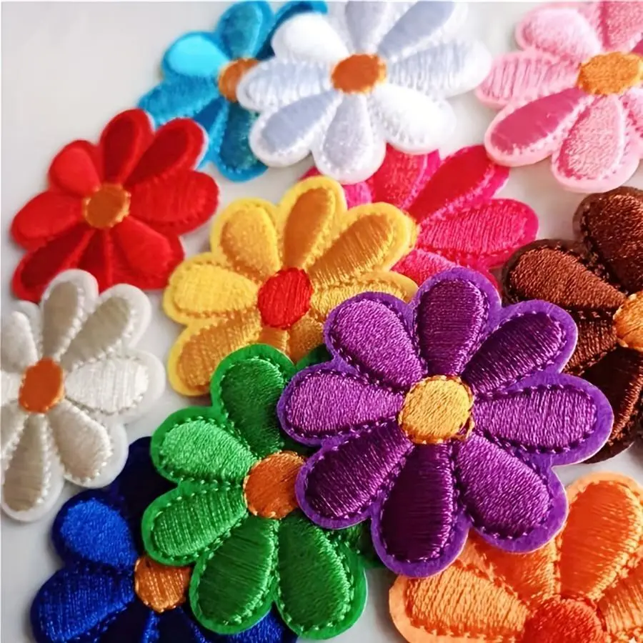 12pcs Vibrant Flower Embroidered Applique Patches - Sew or Iron-On, DIY Fashion Accents for Hats, Backpacks, Clothing & More - Versatile Crafting Supplies