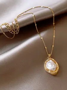 French Vintage Baroque Faux Pearl Pendant Necklace, Fashionable Jewelry Accessories, Elegant Women's Daily Wear Party Chain, Zinc Alloy Material, All Seasons Style