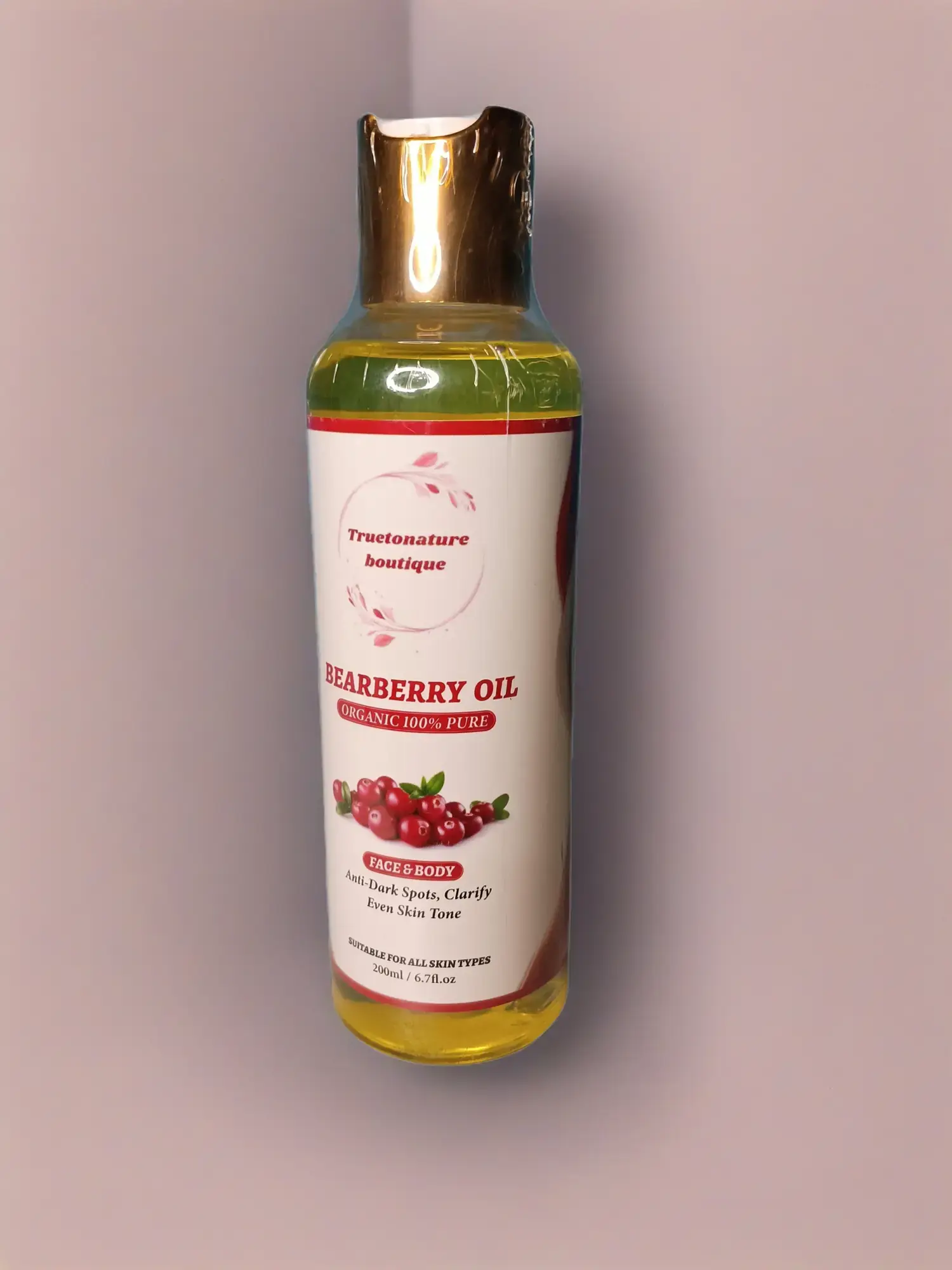 Organic Bearberry Body Oil for Skin Brightening and Moisture, Daily Hydrating Body Care for All Skin Types, 200ml, Moisturize