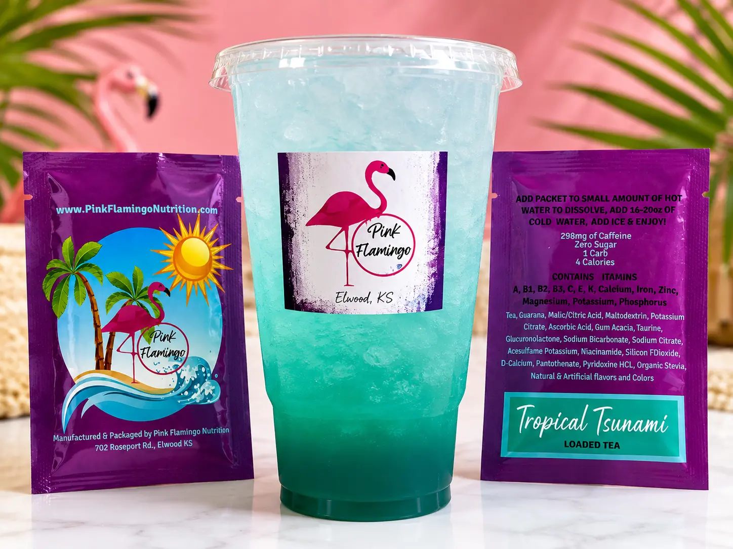 Tropical Tsunami Loaded Tea - 298mg Caffeine, 1 Carb, 4 Calories, 0 Sugar - Blue Razz, Blue Blast, Pina Colada, Coconut Flavors