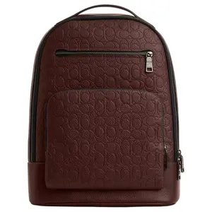COACH Ethan 30 Classic Embossed Smooth Calfskin Backpack for Men in Maple Brown