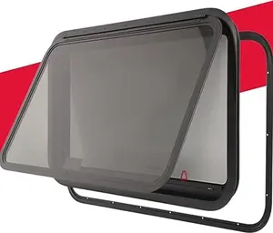 Exit Window 30"×20"Camper Windows Replacement with Trim Kit&Screen,Ultra Thick Cargo Trailer Window for 1-1/2" Teardrop Trailer Wall,Pop Out RV Emergency Window with Shade Glass DOT Certified