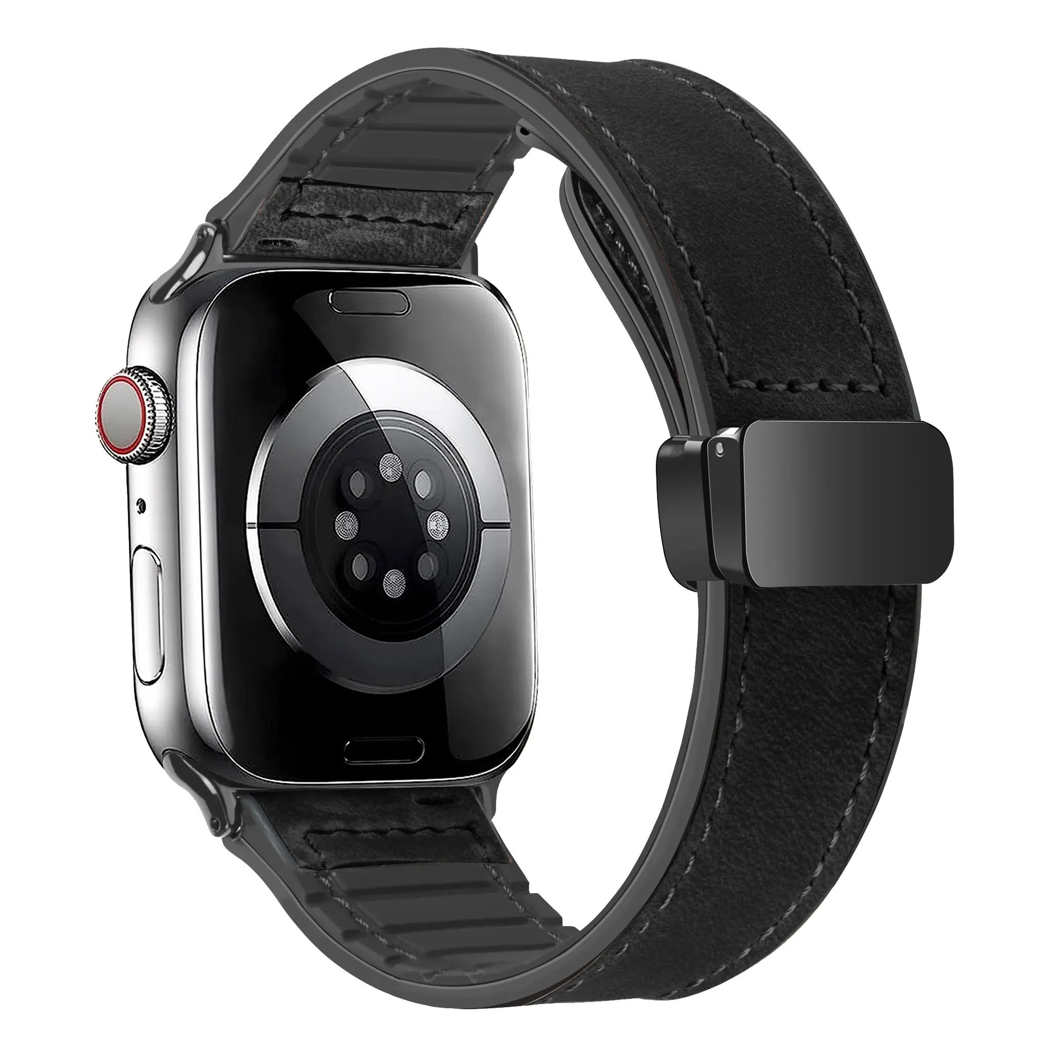 Magnetic Leather Smart Watch Strap Replacement Bands - Adjustable Wearable Accessories, Genuine Leather with Magnetic Buckle, Compatible with iWatch Ultra 1/2, SE, 10/9/8/7/6/5/4/3/2/1 (49mm/46mm/45mm/44mm/42mm) for Men Women