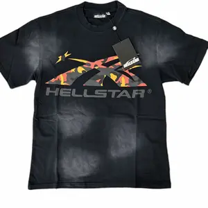 Camo Star Graphic Oversized Tee - Black T-Shirt with Bold Camo Design