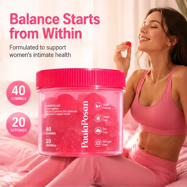 PaulaPosan Cranberry Gummies for Women with Prebiotics & Probiotics, Digestive Health Support, 40 Count