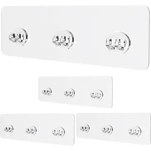 Shower Adhesive Strips Wall Mount  Replacement Stickers Sticker Shelf Basket Suction Hooks Large  Hook for Bathroom Storage Transparent Shelves Sticky 4 Pack