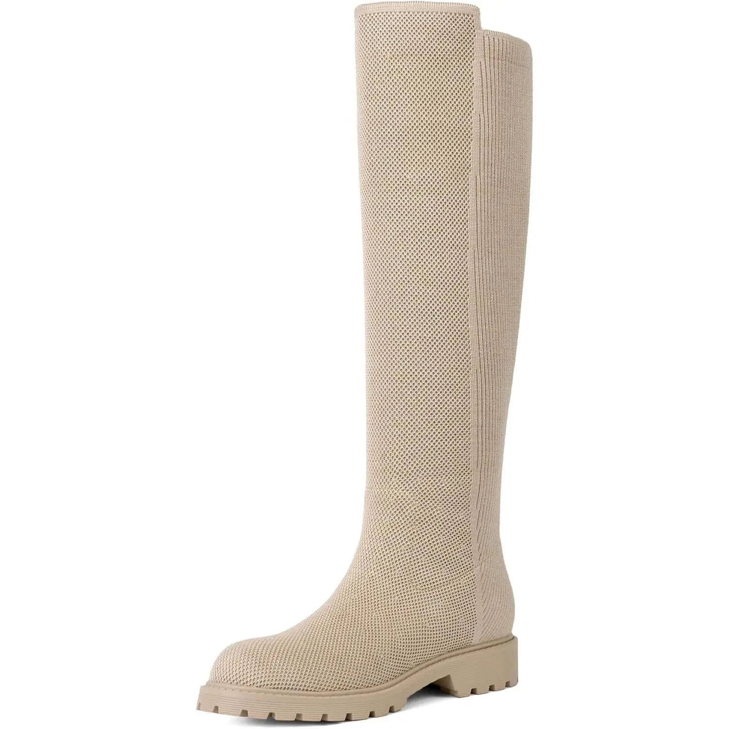 Women's Rounded Toe Flat Heel Stretchy Knee-High Boots, Comfortable walking Footwear for Fall Winter Daily Casual Work, Fashion Shoes for Women Ankle Heeled women's snow boots