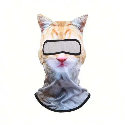 Women's 3D Animal Design Kitty Ski Mask - Breathable, Sunproof Full Face Balaclava Mask, 1 Size, Ideal for Cosplays, Outdoor Sports & Events