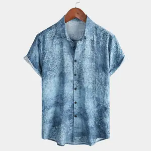 Men's Casual Hawaiian Shirt with a Vintage Floral Damask Print, Breathable Cotton-Blend Short Sleeve Collared Button-Down Top for Summer Beach, Menswear