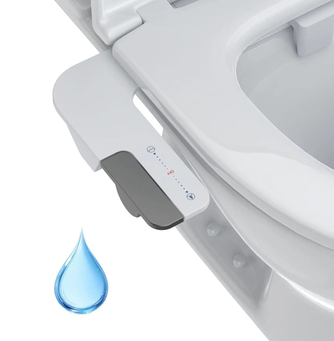 Garvee Dual Nozzle Bidet Attachment, Non-Electric - Adjustable Water Pressure Handle, Ultra-Slim Design for Elongated Toilets.  Easy Installation, No Electricity Needed for Feminine & Posterior Wash