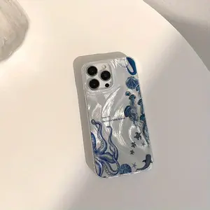 Little Octopus Jellyfish New Acrylic Feather Tulle Phone Case, Easter gift, birthday, for girlfriend, boyfriend, friend, or yourself, suitable for iPhone 17 16 15 14 13 12 11 X XS XSMAX, a holiday gift for friends, family, and yourself