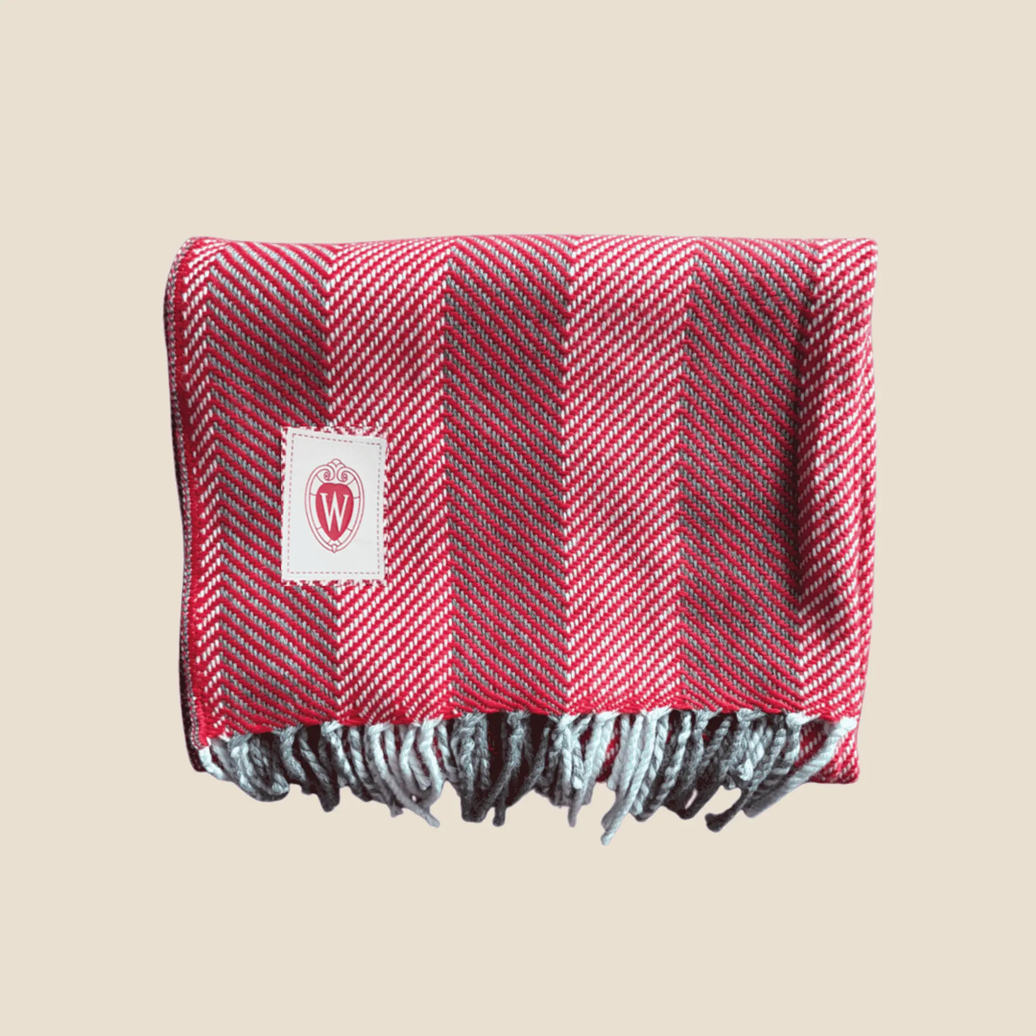 Red & White Alpaca Blanket with W Crest (WS)