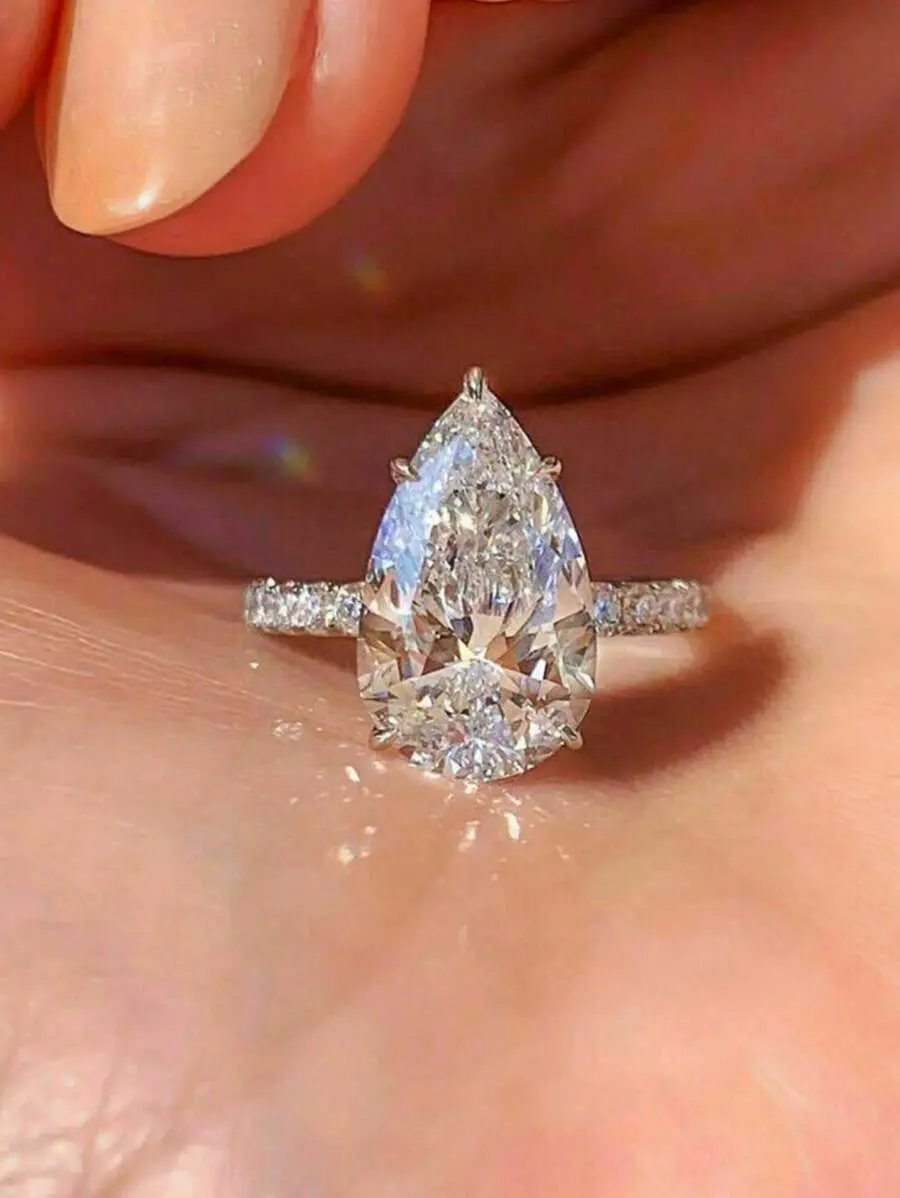 1PC Teardrop Cubic Zirconia Ring – Elegant Proposal, Engagement & Wedding Ring for Women