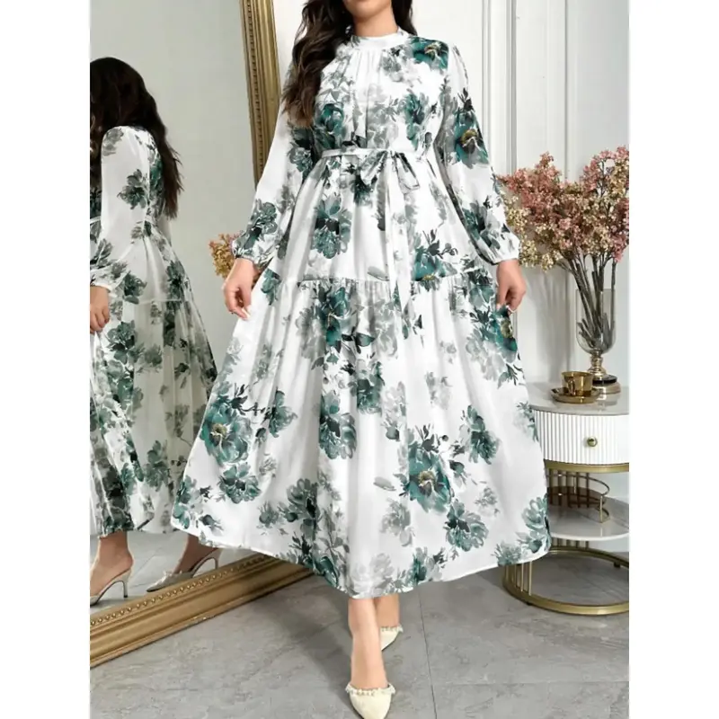 chinese dress ladies Plus Size Womens Satin Formal Dress Long Sleeves Sparkle Prom Gown Dark Navy / 2XL