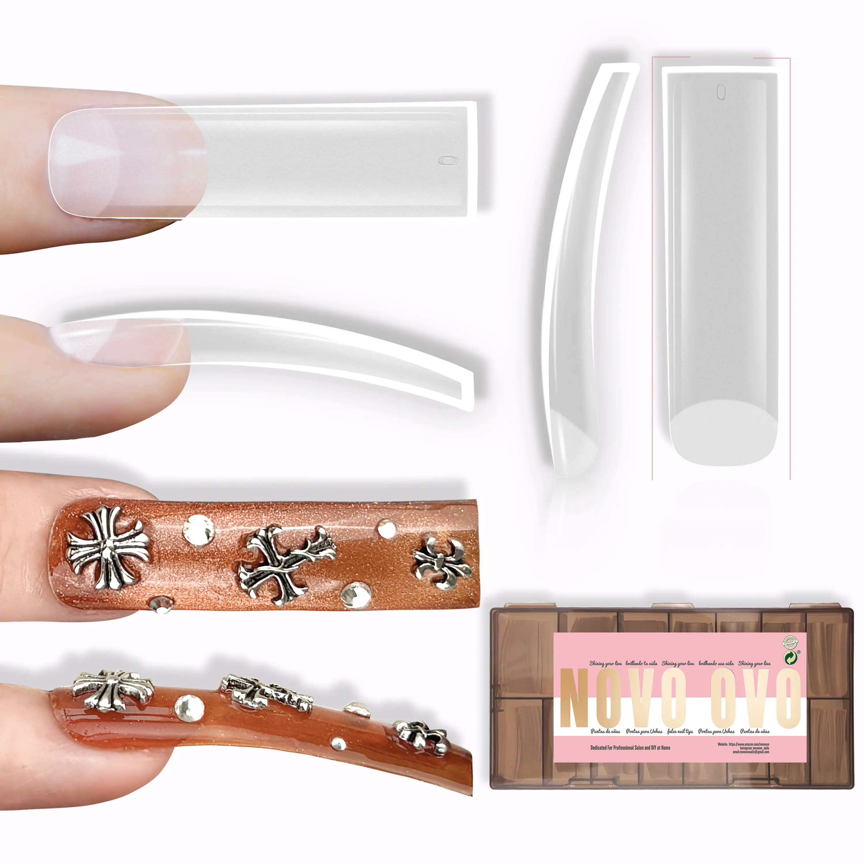 XXL Shape Square Slight Curved Nail Tips