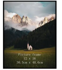 12x16 Picture Frame Black, Fit 30x40cm Diamond Painting Art, 16x12 Thin Poster Photo Frame for Wall Display, Single