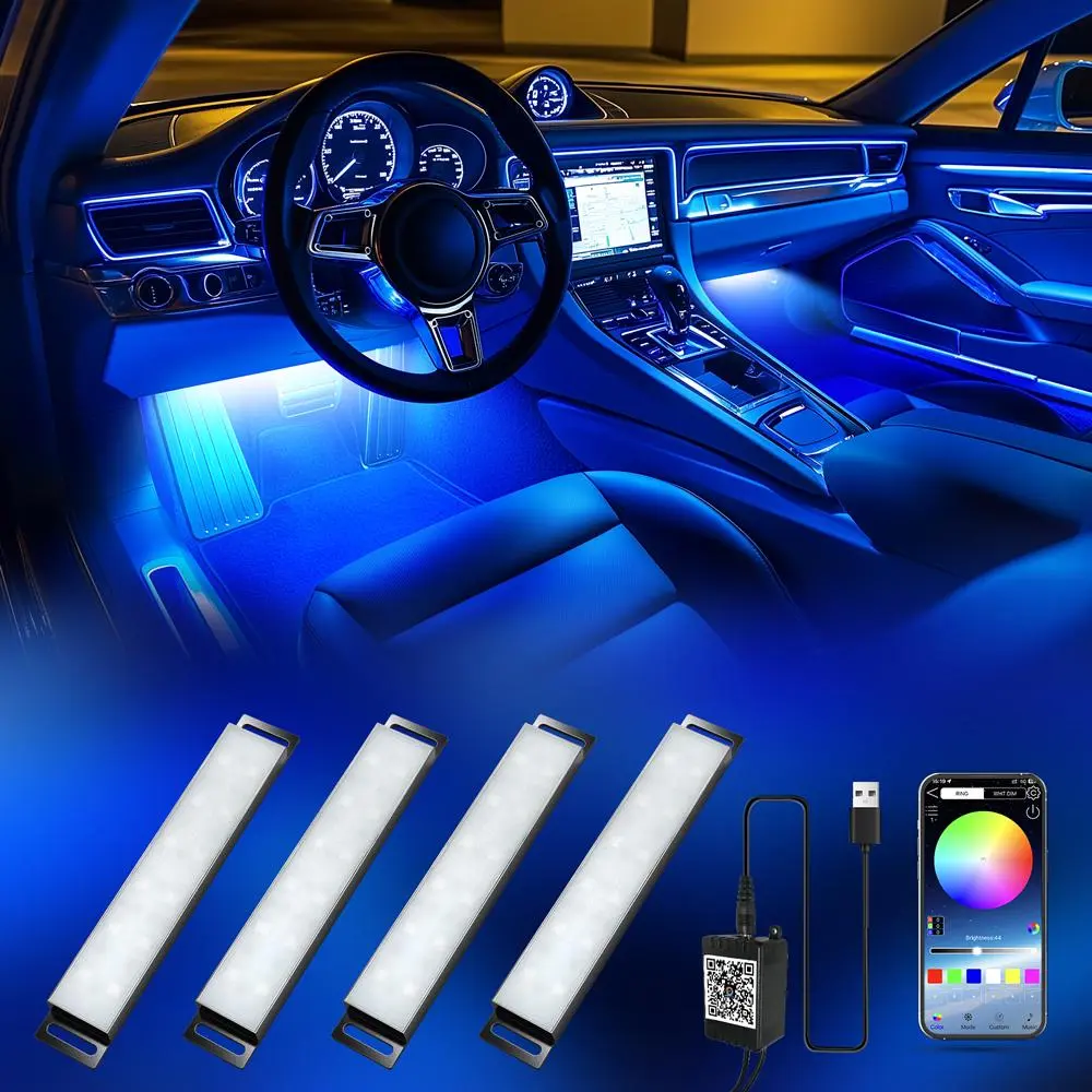 Car Interior Ambient Light Block, Bluetooth-compatible APP Control, Multi-Color Neon, Music Mode, USB Charging Dc5v, Car Atmosphere Lighting, Car Atmosphere Lamp, Car Decorative Light, Car Lighting Accessories