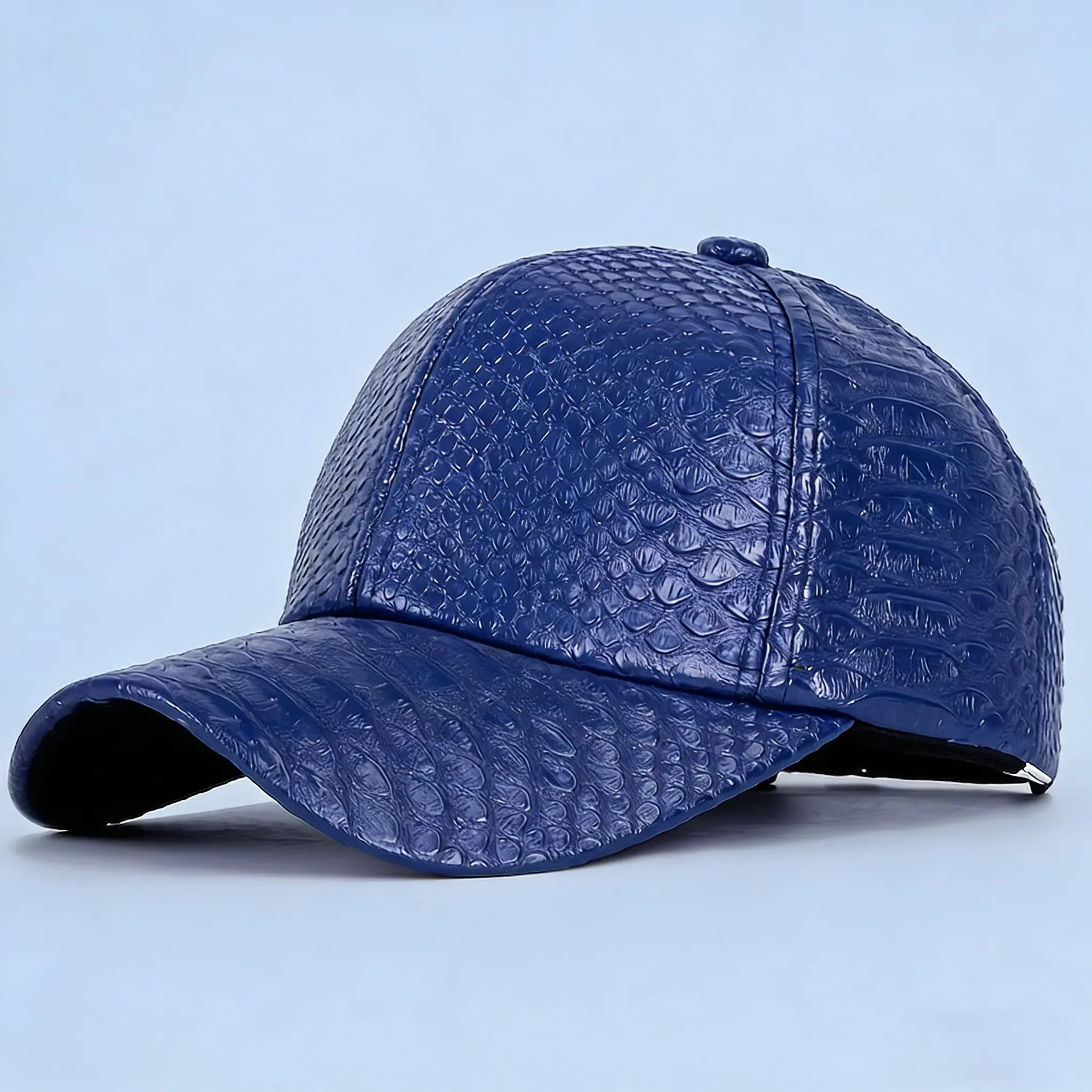 Elegant Sports & Outdoor Leather Duckbill Cap, New Spring Collection Crocodile-Patterned PU, Street Hip Hop Style, for Adults’ Casual Outings & Hip Hop Events, All-Season Use Sun Hat, Duckbill Shape