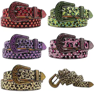Original punk style new leopard print rhinestone belt, full of rhinestones, Y2K European and American style women's decorative belt