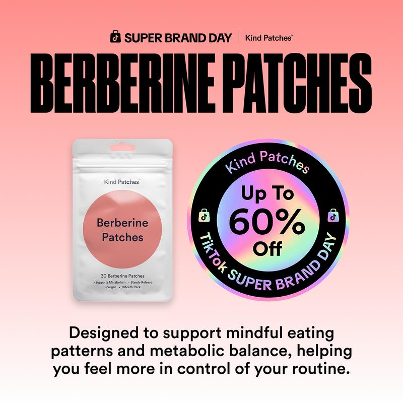 Kind Patches: 30 Berberine Patches, Steady Release, Vegan, 1 Month Pack