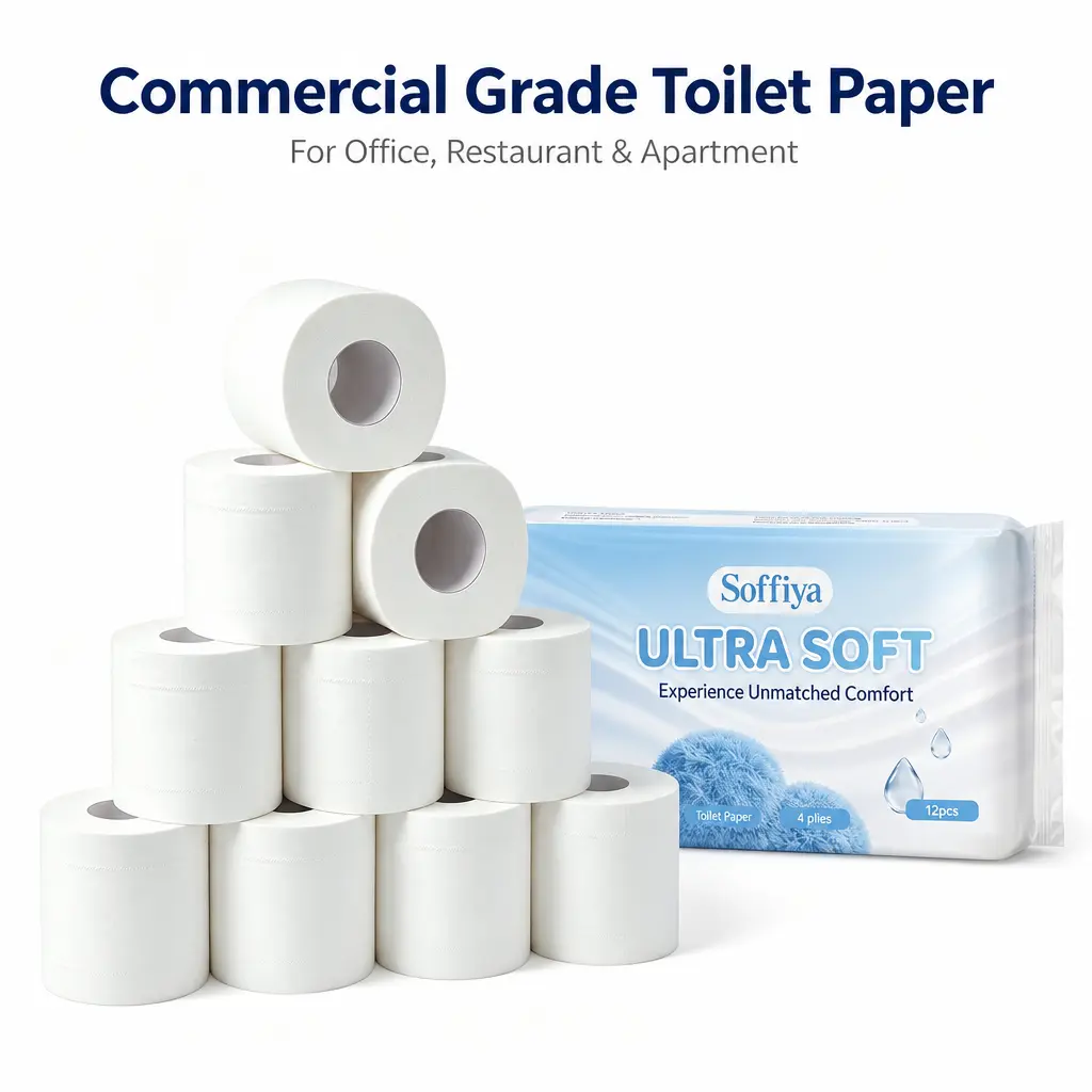 4-Ply Ultra Soft Toilet Paper, 2 Pack Total 24 Rolls Bulk Set, Strong Absorbent for Home, Office & Multi-Scene Use