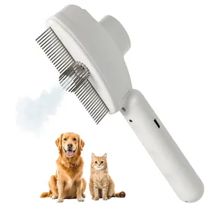 LIVEKEY Steam Pet Brush for Cats & Dogs  | Stainless Steel Teeth, LED Light & Self-Cleaning  | Effortless Shedding/Tangle Removal, Say Bye to Static/Flying Hair  | Pet-Friendly Grooming lightweight dog brush