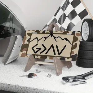God is Greater Than Ups and Downs Christian Faith License Plate - Camouflage Religious Car Tag (Beige/Brown/Black Design) - Made in USA Heavy Aluminum Decorative Plate - Easy Installation Suitable for Trucks, SUVs, Cars - Spiritual Vehicle Decoration Gift