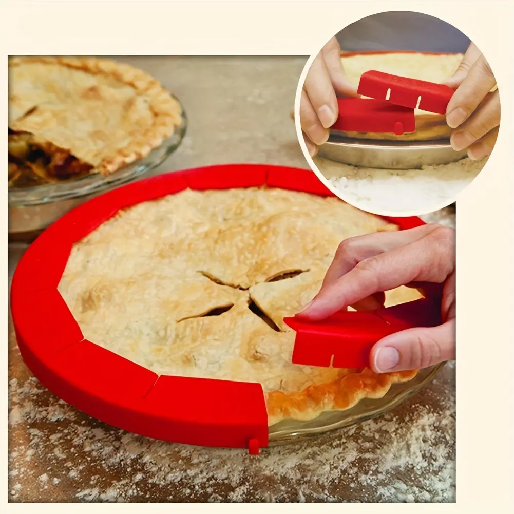 1pc 11IN Adjustable Pie Crust Shield Silicone Pie Protectors Adjustable Bake Crust Protector Pie Crust Protector Cover Kitchen Tool For Baking Pie Pizza, Fit 8-11Inch Pies, Kitchen Cooking Accessories, Kitchenware, Kitchen Gadgets