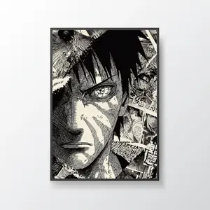 Obito Uchiha Black & White Manga Collage Poster, Akatsuki Dark Aesthetic Art, Sharingan Villain Print, Minimalist Otaku Decor