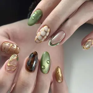 Elegant Press-On Nails Set, Glossy False Nails, Glossy Fake Nails, Medium Nail Length, Glossy Finish, Perfect for Daily Wear & Special Occasions, Single Pack
