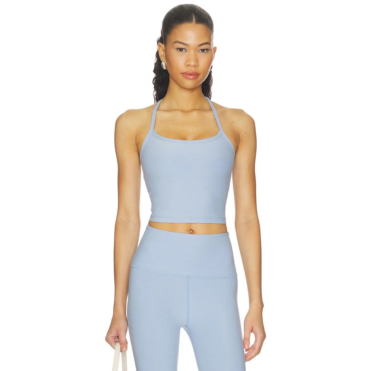 Beyond Yoga Spacedye Slim Racerback Cropped in Pastel Periwinkle Heather