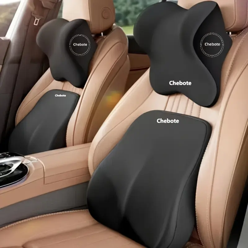 Ergonomic Car Saddle Set - Memory Foam Lumbar Support & Neck Pillow, Fit, Machine Washable, Lumbar Support, Car Use