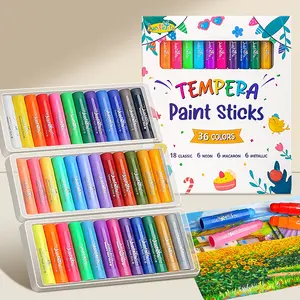 36/24/12Colors Tempera Paint Sticks with 120 PDF Coloring Pages and 30 Stickers, Quick Drying, Smooth, Non-Toxic and Washable Paint Sticks for Kids, Art Supplies for Drawing for Easter Gift for Boys Girls art supplies