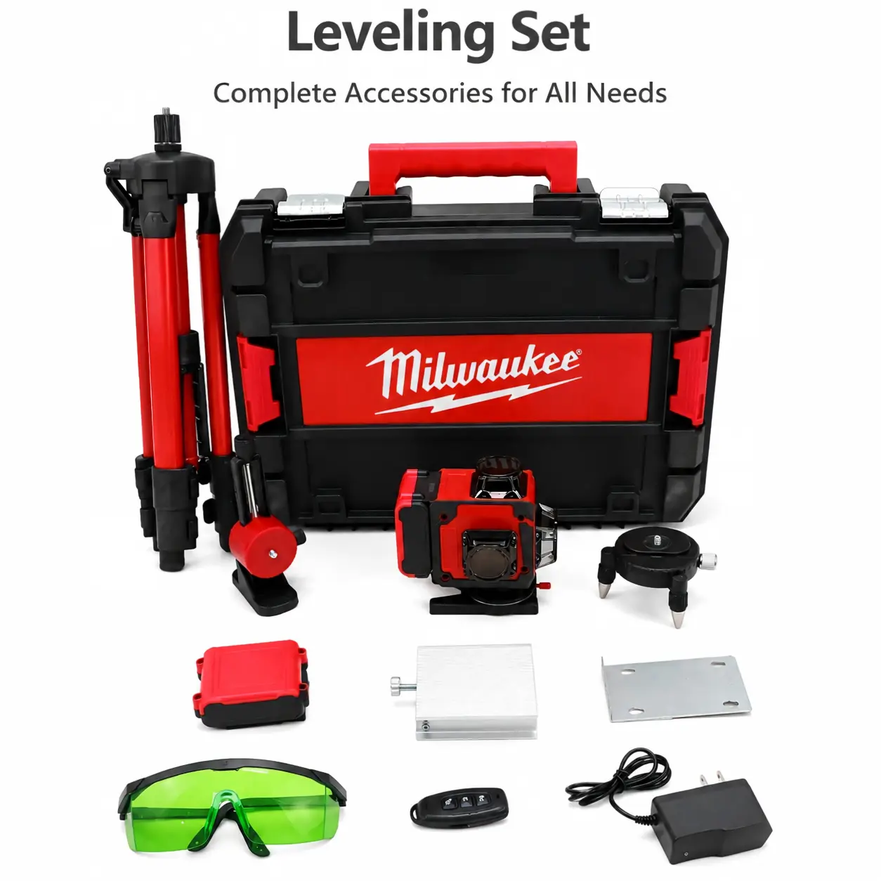 Milwaukee Leveling Tool Kit | High-Precision Aluminum Frame | Bubble Vials for Accurate Alignment | Ideal for Construction & Carpentry portable heavy-duty hand homedecor solution hex chuck
