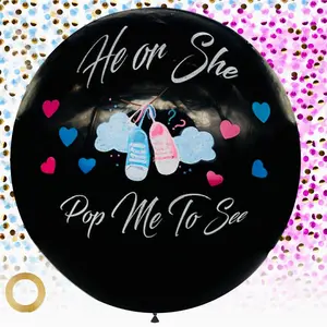 Confetti Balloon Set, He or She Pop Me to See, 2 count,  and Blue  Shower Decorations