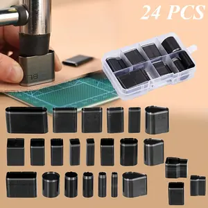 24PCS Hollow Punch Cutter Tool Set with Box - Manual Crafting Kit for Leather Cutting, Durable Metal Construction, Various Shapes for Handmade, Craft Punching Tools, Precision Crafting