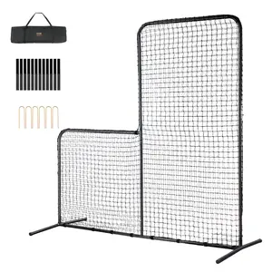 VEVOR L Screen Baseball for Batting Cage, 7x7 ft Baseball Softball Safety Screen, Body Protector Portable Batting Screen with Carry Bag & Ground Stakes, Heavy Duty Pitching Net for Pitchers Protection