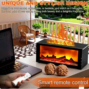 7-Color LED Flame Electronic Humidifier, Remote-Controlled, Large-Capacity Color-Changing LED-Lit Glowing Lighted Diffuser Humidifier Mist Device with Massage Hand Ball