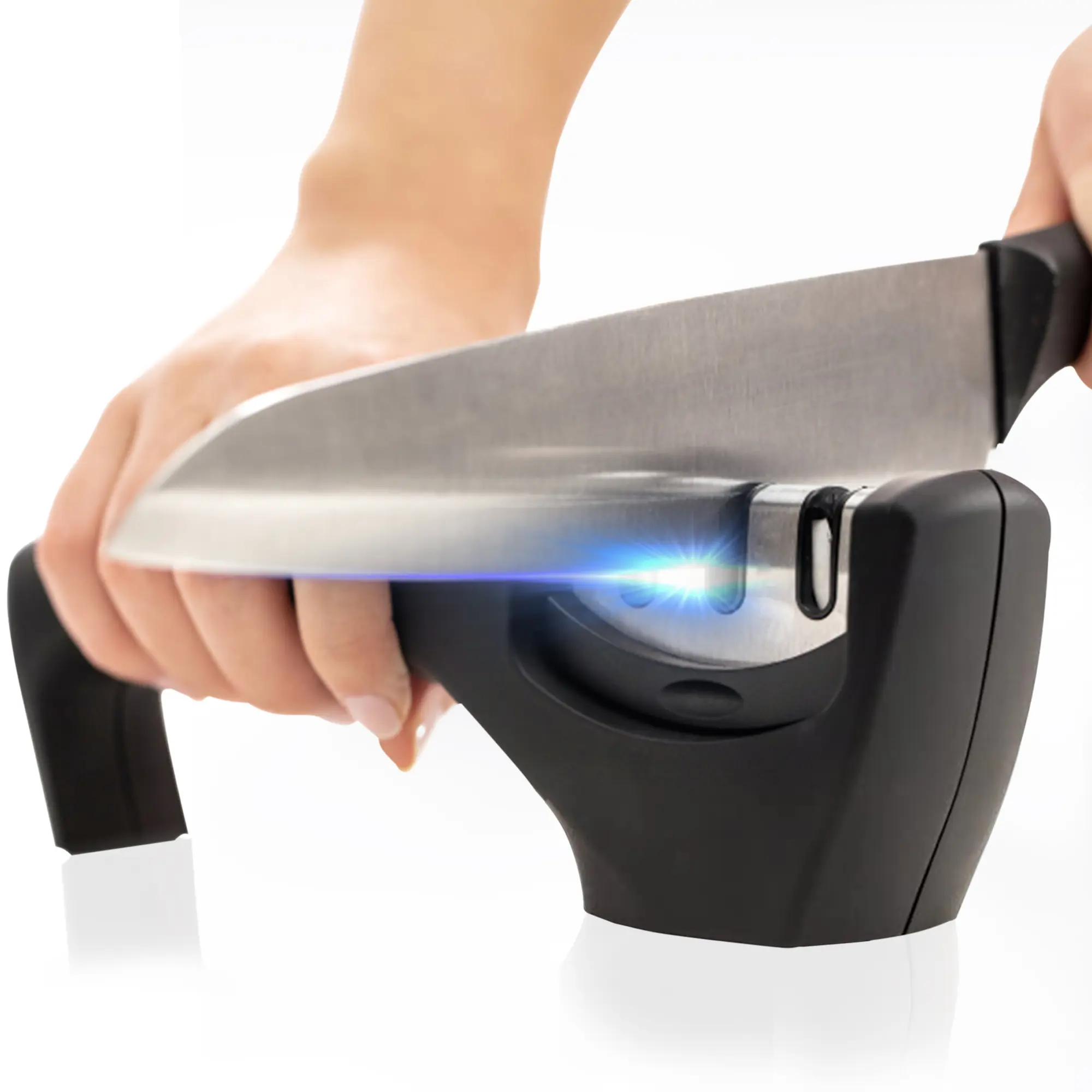 Three-Stage Knife Sharpener, Handheld Kitchen Knife Sharpeners with Ceramic Rod, Tungsten Steel, Diamond Rod for Knives and Scissors