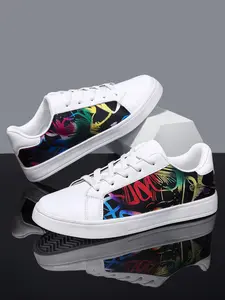 Men's Fashionable Patchwork Design Lace Up Sneakers, Casual Comfortable Breathable Sports Shoes, Male All-match Round Toe Shoes for Daily Wear, Trendy Walking Sneaker