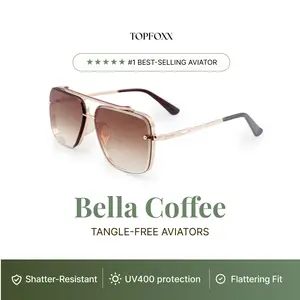 Bella Coffee - Tangle Free Aviator Sunglasses