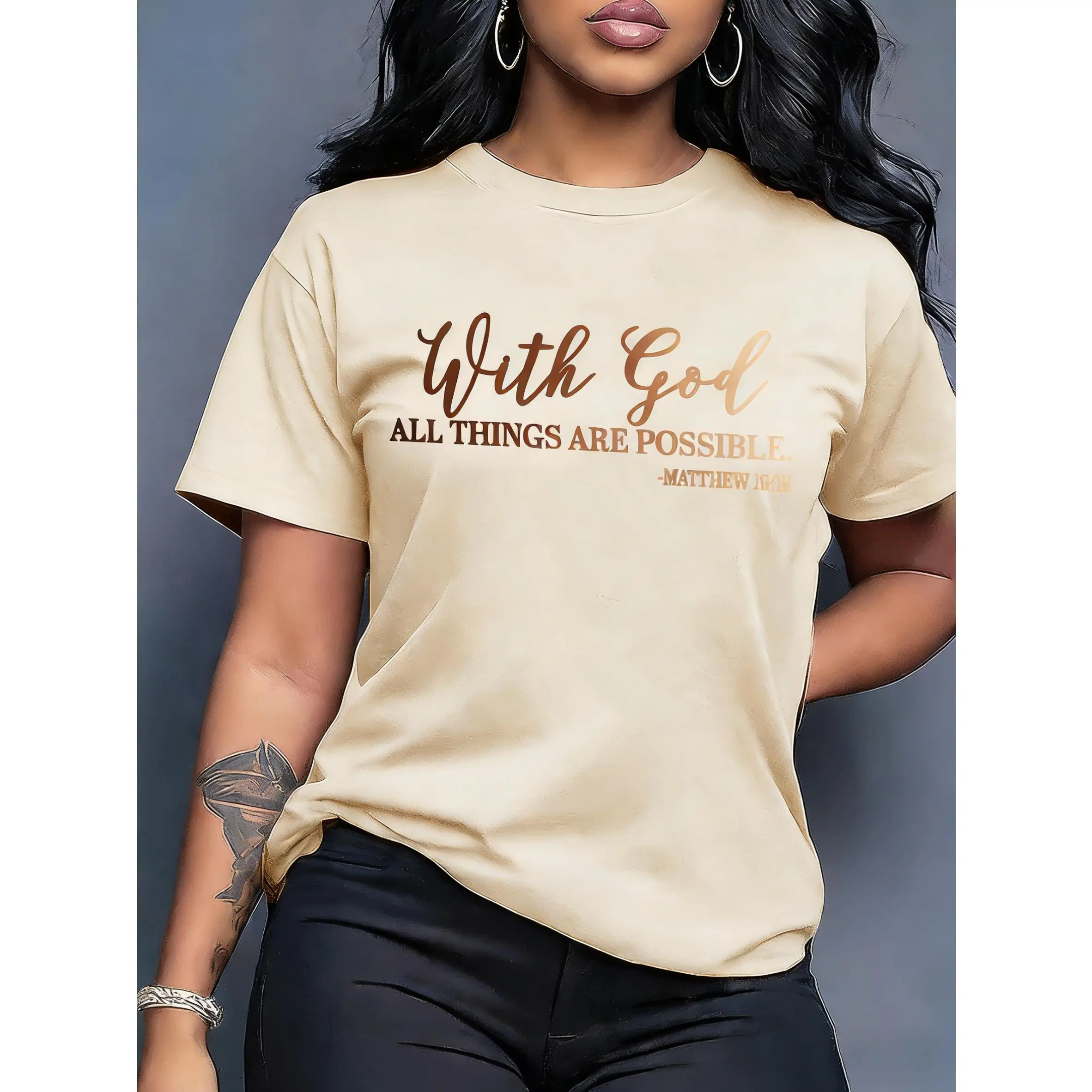 Women's 100% Cotton Round Neck Short-Sleeve Basic T-Shirt - Seamless Flat Seams, Smooth Skin-Friendly Fabric, Printed Customizable Design, Multi-Color Options, Ideal for Casual Spring & Summer Wear, Gift-Worthy