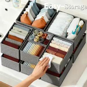 6-Piece Non-Woven Drawer Organizer Set, Heavy-Duty Closet & Dresser Storage Box, Space-Saving Design, Easy Clean Fabric Drawers