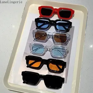 LuneLingerie 6 Pack Vintage Rectangle Frame Sunglasses For Men & Women Retro Fashion Sun Glasses With UV400 Protection Luxury Design Polarized Lens Trendy Shades For Beach Driving Daily Wear