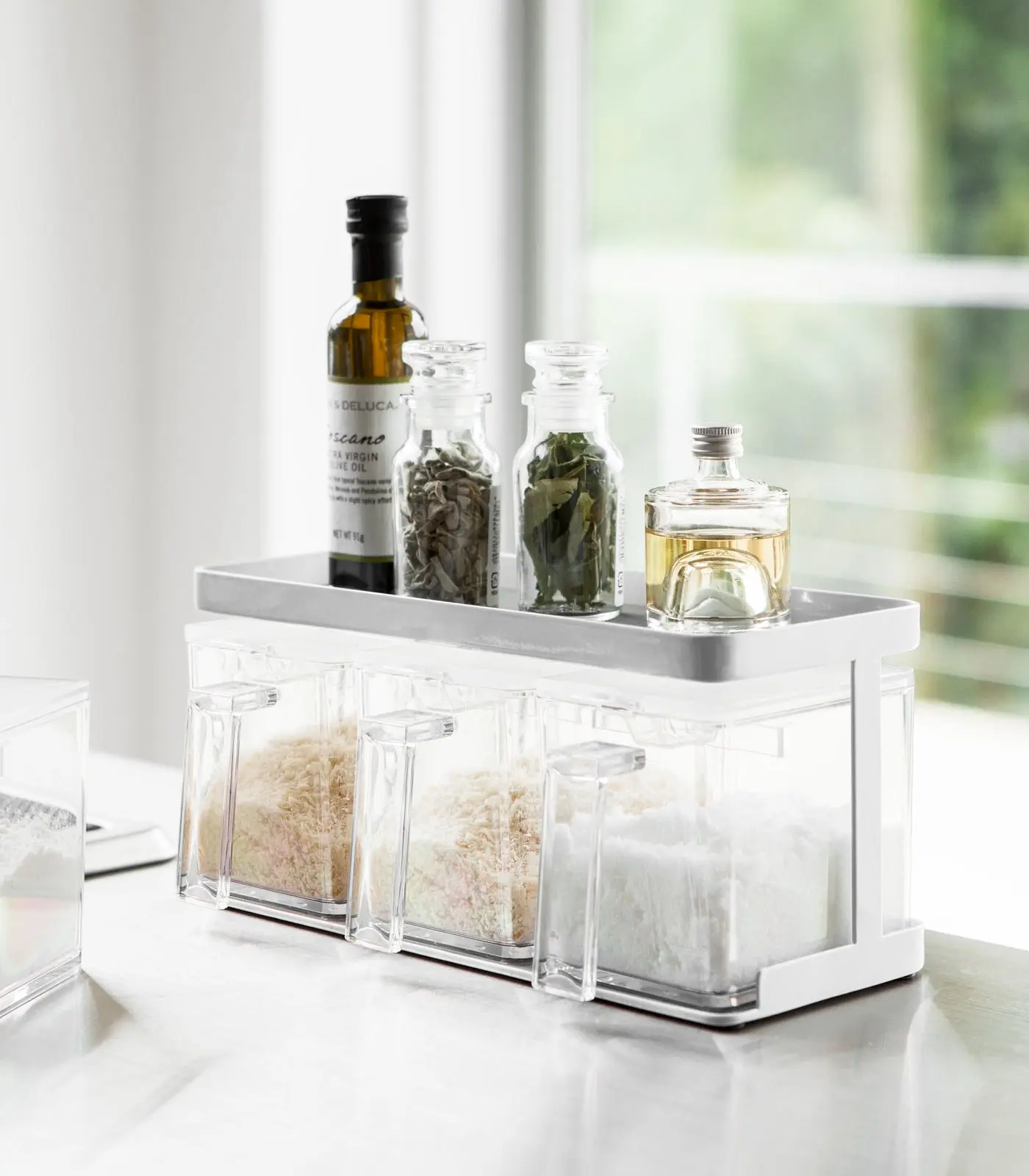 3-Layer Freestanding Kitchen Organizer Storage Rack - Spice Rack for Containers with Dispensing Function, Space-Saving Home Organizer