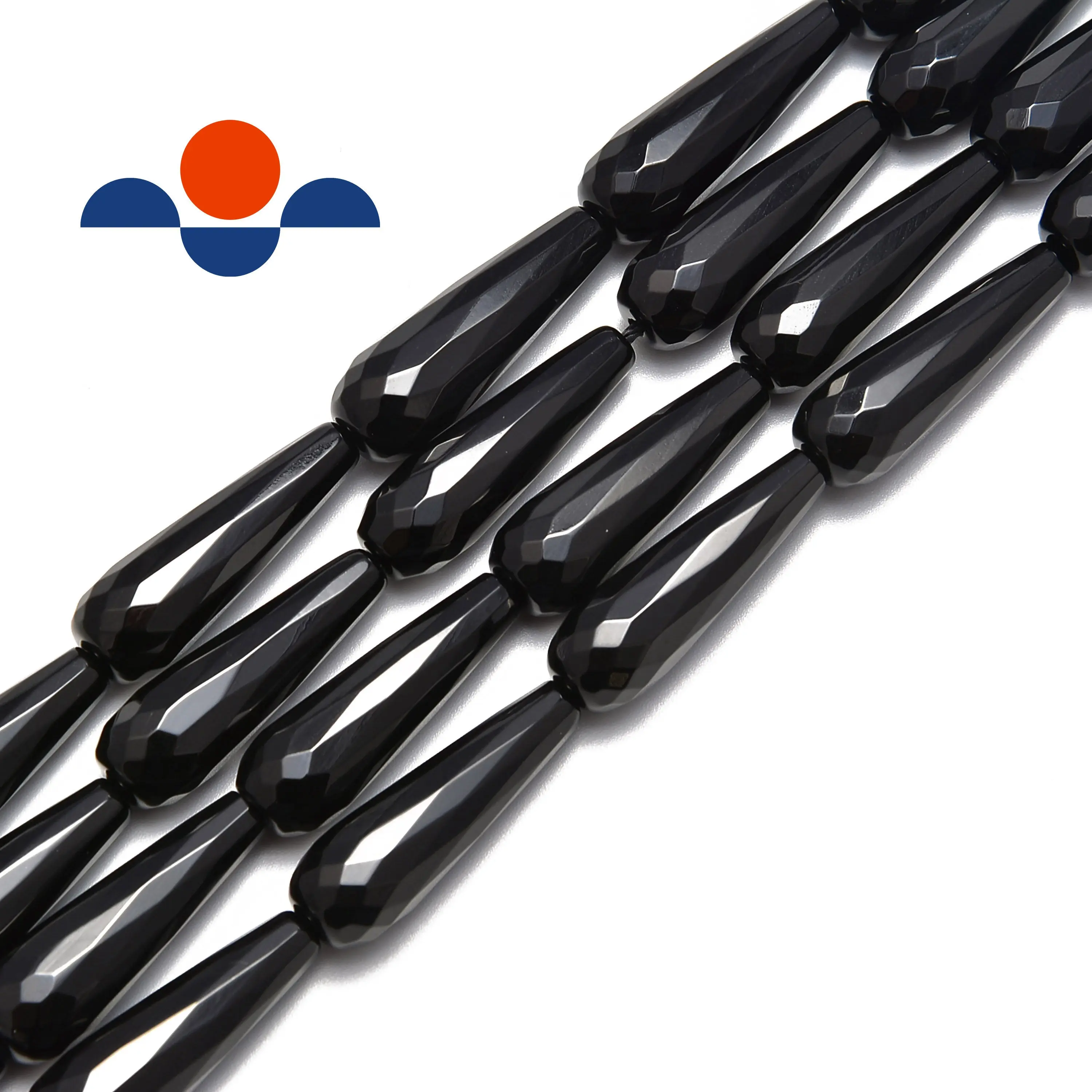 Black Onyx Faceted Teardrop Beads 10x30mm 15.5" Strand Loose Beads for Jewelry Making